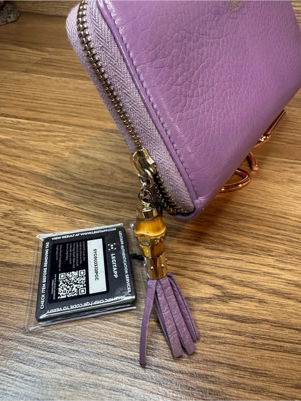 Gucci Leather Bamboo Tassel Zip Around Long Wallet Cert Of Auth Incl Rare Purple - Picture 2 of 15